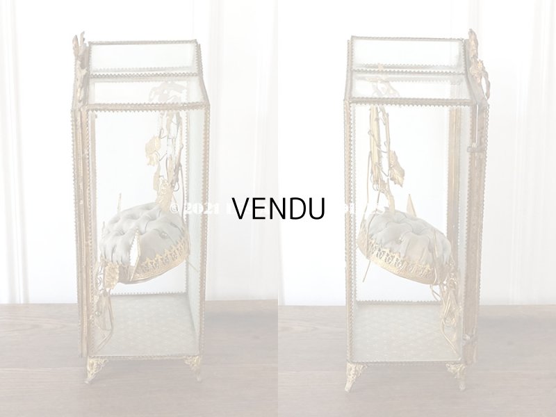 画像6: アンティーク グローブ・ド・マリエ 　ブルーグレーのシルク製クッション　ロカイユ装飾