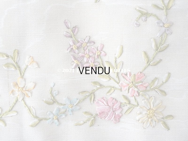 画像6: アンティーク リボン刺繍のパネル 薔薇　＆　ライラック　＆　勿忘草