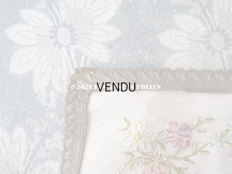 画像7: アンティーク リボン刺繍のパネル 薔薇　＆　ライラック　＆　勿忘草