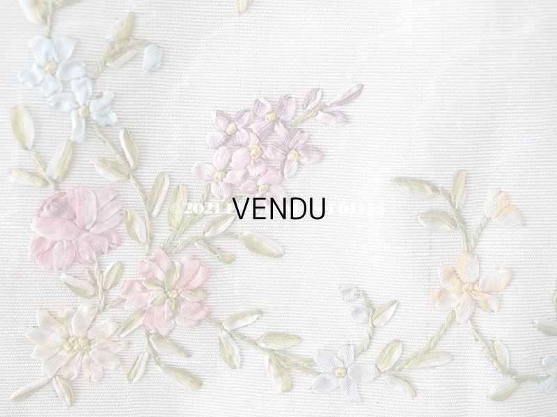 画像5: アンティーク リボン刺繍のパネル 薔薇　＆　ライラック　＆　勿忘草