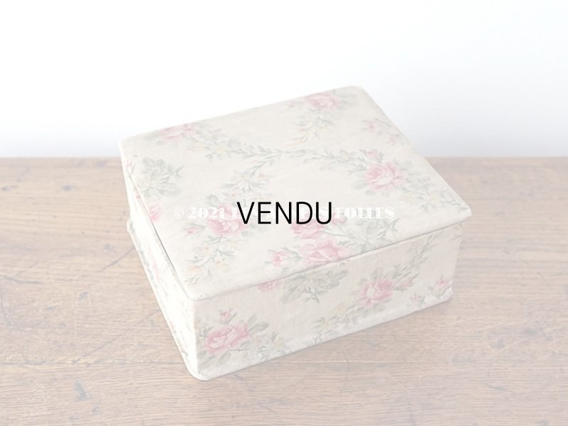 画像3: アンティーク カルトナージュボックス ピンクの薔薇のガーランド