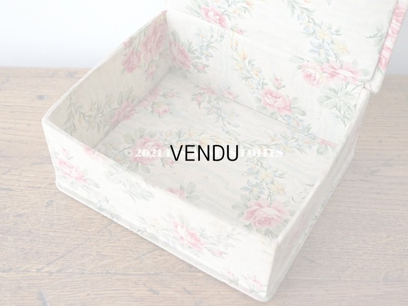 画像9: アンティーク カルトナージュボックス ピンクの薔薇のガーランド