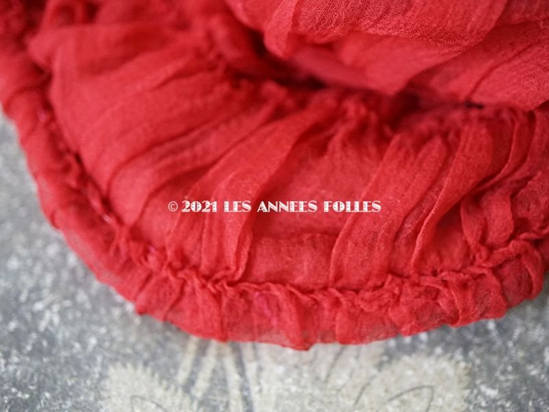 画像11: 1900年代 アンティーク ドールハット 落ち着いた赤のシルクシフォン