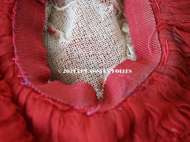 画像8: 1900年代 アンティーク ドールハット 落ち着いた赤のシルクシフォン