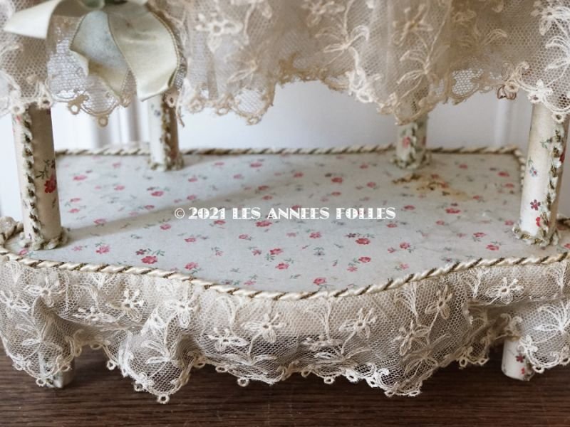 画像11: 1900年頃 カルトナージュラック コワフーズ 鏡台 小さな薔薇模様 子供用の玩具 