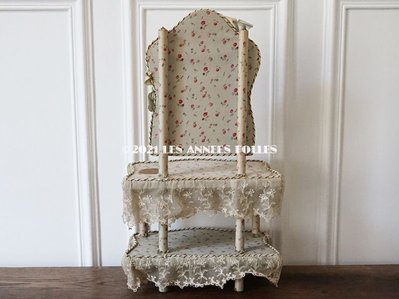 画像17: 1900年頃 カルトナージュラック コワフーズ 鏡台 小さな薔薇模様 子供用の玩具 