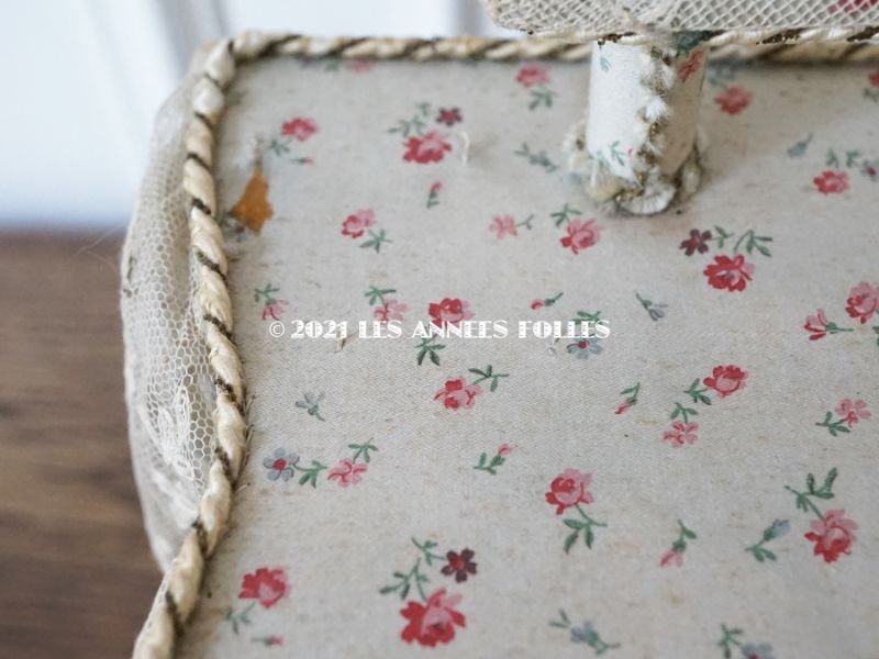 画像8: 1900年頃 カルトナージュラック コワフーズ 鏡台 小さな薔薇模様 子供用の玩具 