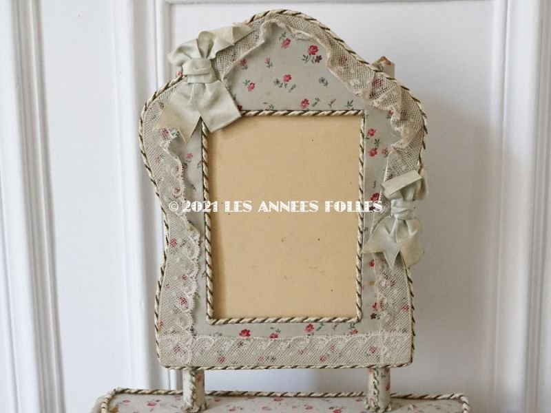 画像3: 1900年頃 カルトナージュラック コワフーズ 鏡台 小さな薔薇模様 子供用の玩具 