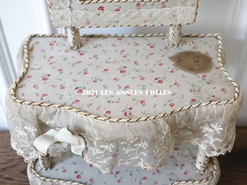 画像6: 1900年頃 カルトナージュラック コワフーズ 鏡台 小さな薔薇模様 子供用の玩具 