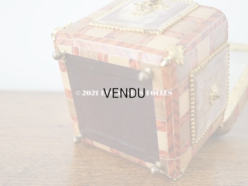 画像7: 19世紀 アンティーク ナポレオン3世時代 お菓子箱 ハンドル & 鍵　＆　脚付き チョコレートボックス 木箱 