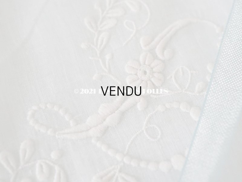 画像4: 未使用 アンティーク オリジナルボックス入り 結婚式のハンカチ モノグラム刺繍入り 手編みのヴァランシエンヌレース