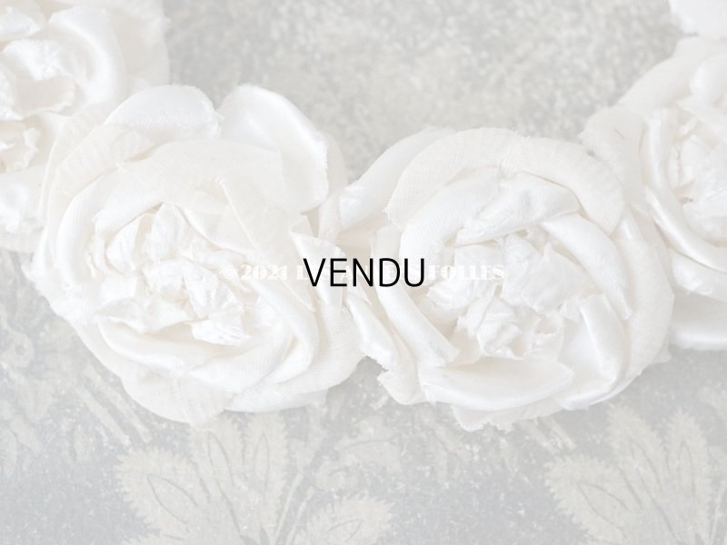 画像10: アンティーク 薔薇の布花のティアラ ヘッドリース オフホワイト & アイボリー