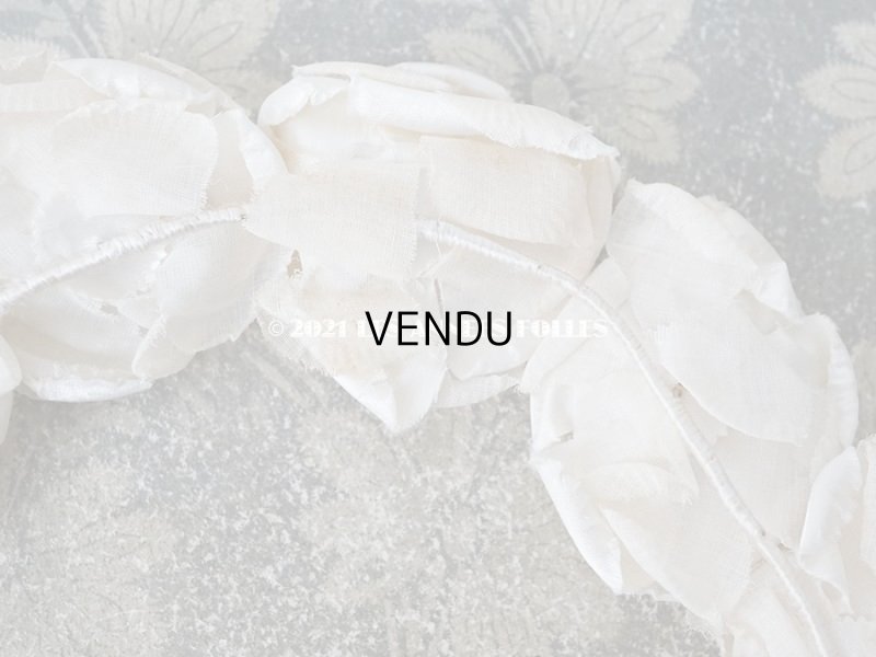 画像6: アンティーク 薔薇の布花のティアラ ヘッドリース オフホワイト & アイボリー