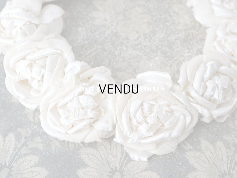 画像3: アンティーク 薔薇の布花のティアラ ヘッドリース オフホワイト & アイボリー