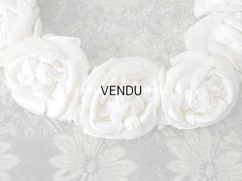 画像8: アンティーク 薔薇の布花のティアラ ヘッドリース オフホワイト & アイボリー