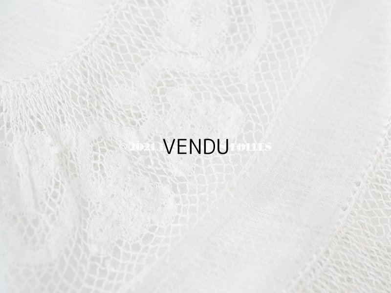 画像7: 未使用 アンティーク オリジナルボックス入り 結婚式のハンカチ モノグラム刺繍入り 手編みのヴァランシエンヌレース