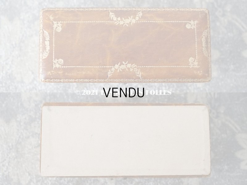 画像4: アンティーク 本革製 パフュームボックス 薔薇のガーランドの金彩入り - L.T.PIVER -