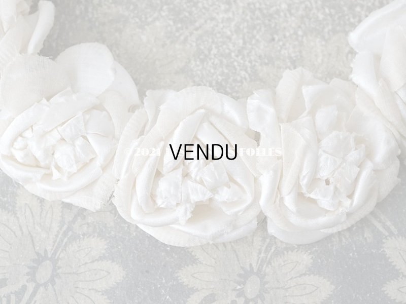 画像9: アンティーク 薔薇の布花のティアラ ヘッドリース オフホワイト & アイボリー