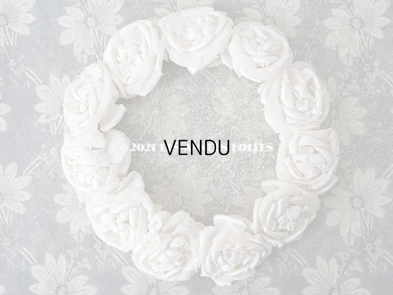 画像4: アンティーク 薔薇の布花のティアラ ヘッドリース オフホワイト & アイボリー