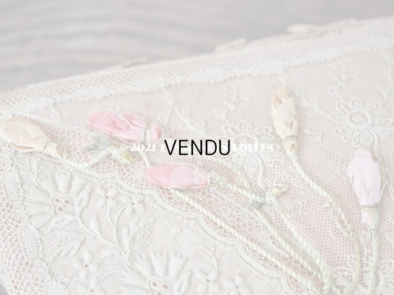 画像16: 1900年代 アンティーク ロココモチーフ付き 大きなカルトナージュボックス ピンク レースの装飾