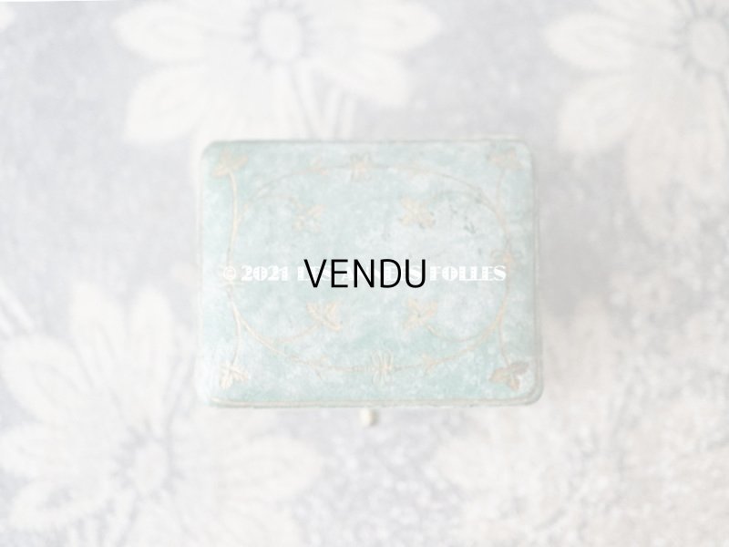 画像3: 1900年代 アンティーク 　ピアス用　ジュエリーボックス 金彩の花模様 グリーン