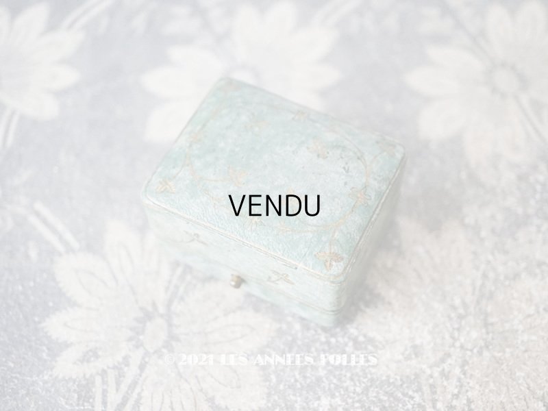 画像1: 1900年代 アンティーク 　ピアス用　ジュエリーボックス 金彩の花模様 グリーン