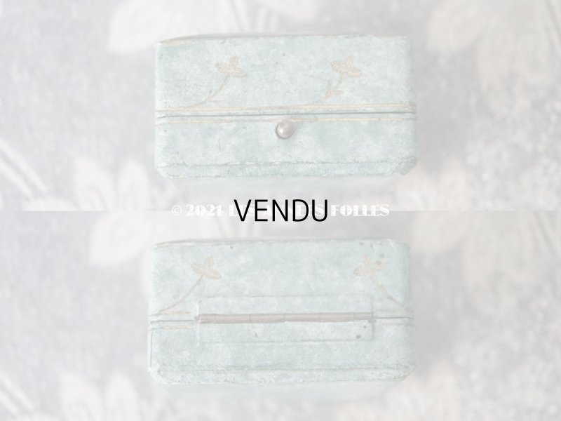 画像5: 1900年代 アンティーク 　ピアス用　ジュエリーボックス 金彩の花模様 グリーン