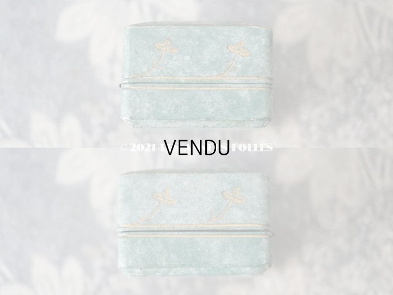 画像6: 1900年代 アンティーク 　ピアス用　ジュエリーボックス 金彩の花模様 グリーン