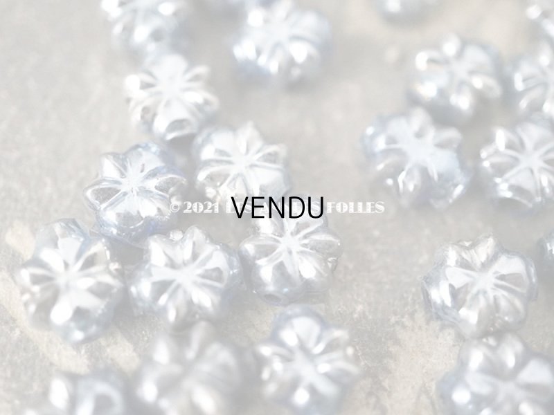 画像6: アンティーク スフレビーズ 花型 サックスブルー 吹きガラス製 ビーズ  8mm 約60ピース