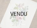 アンティーク 版画 植物画　薔薇　& ムクゲ　＆　デルフィニウム