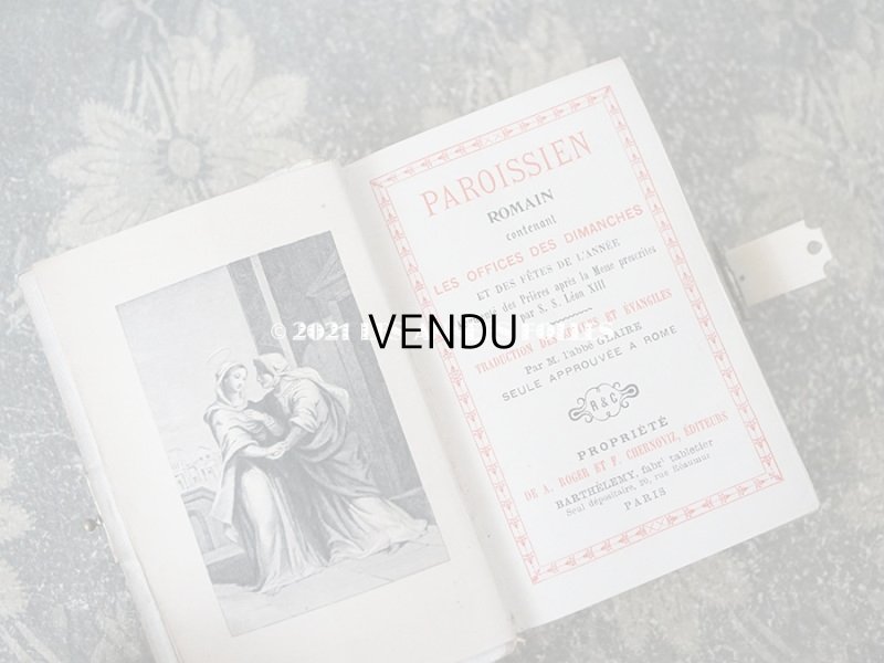 画像10: 1902年 アンティーク ミサ典書 イニシャル入り　花のメダイヨン イボワリヌ製