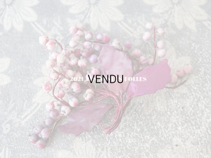 画像5: アンティーク シルク製　ピンクの実の布花  