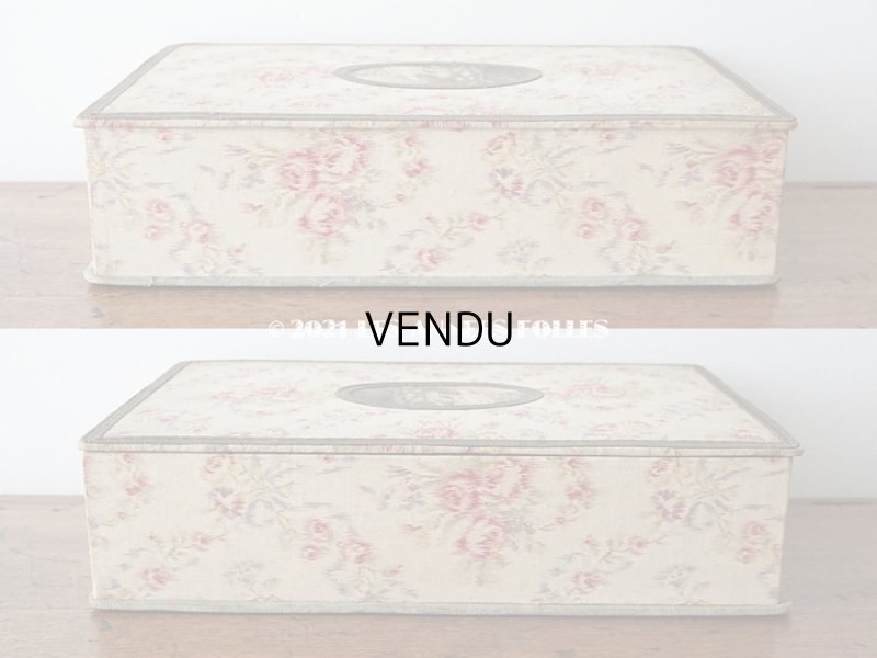 画像8: 1900年代 アンティーク 薄紫色のリボン & 薔薇のガーランド  カルトナージュボックス