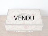 1900年代 アンティーク 薄紫色のリボン & 薔薇のガーランド  カルトナージュボックス