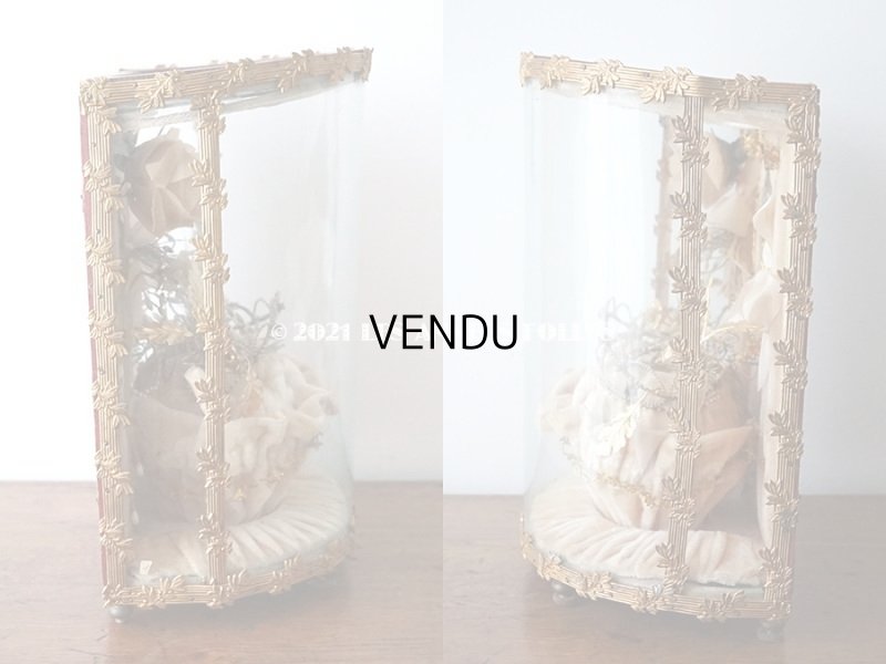 画像5: アンティーク グローブ・ド・マリエ  淡いピンクオレンジ ベルベットのクッション