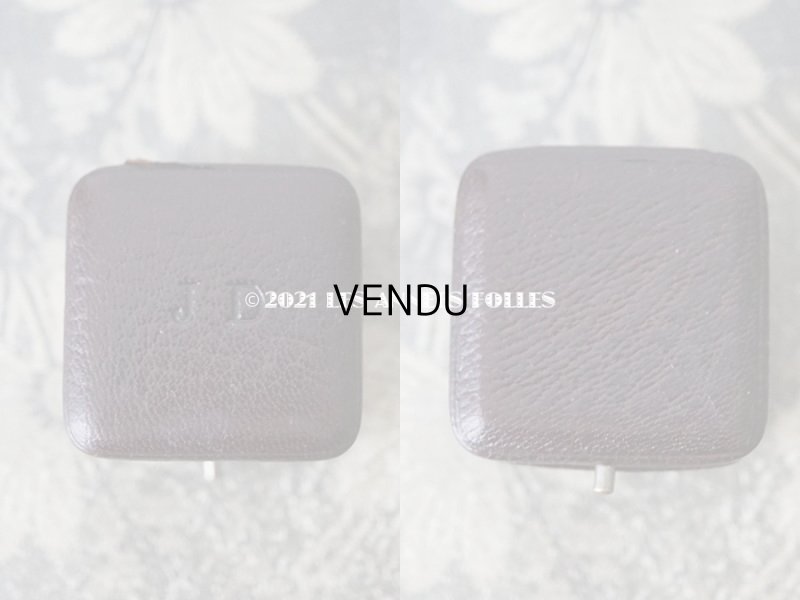 画像3: 1900年 アンティーク 本革製 イニシャル入り J.D リングボックス ボルドー&ブラウン ジュエリーボックス