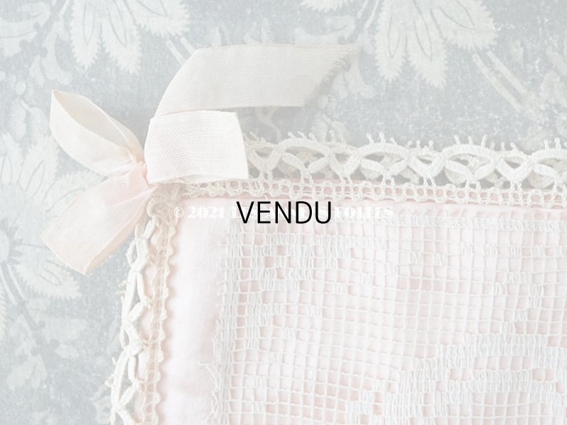 画像8: アンティーク 天使＆薔薇のハンキーケース 小さなポシェット ピンク フィレレース