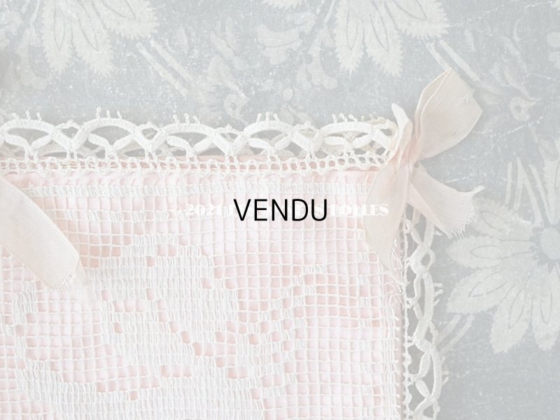 画像11: アンティーク 天使＆薔薇のハンキーケース 小さなポシェット ピンク フィレレース