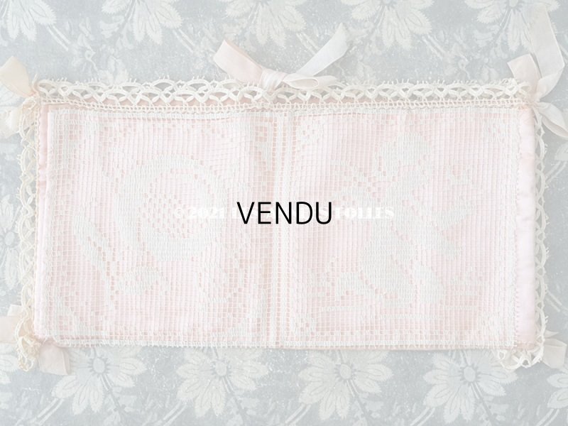 画像7: アンティーク 天使＆薔薇のハンキーケース 小さなポシェット ピンク フィレレース