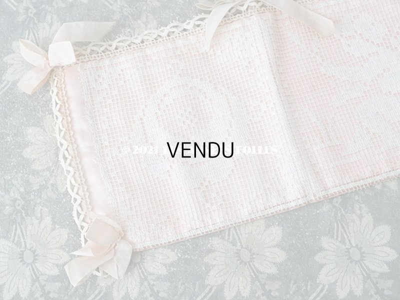 画像4: アンティーク 天使＆薔薇のハンキーケース 小さなポシェット ピンク フィレレース