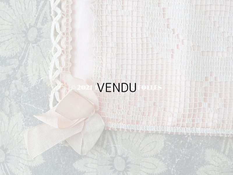 画像9: アンティーク 天使＆薔薇のハンキーケース 小さなポシェット ピンク フィレレース