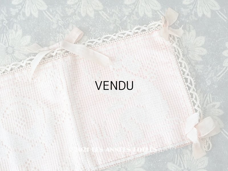 画像3: アンティーク 天使＆薔薇のハンキーケース 小さなポシェット ピンク フィレレース