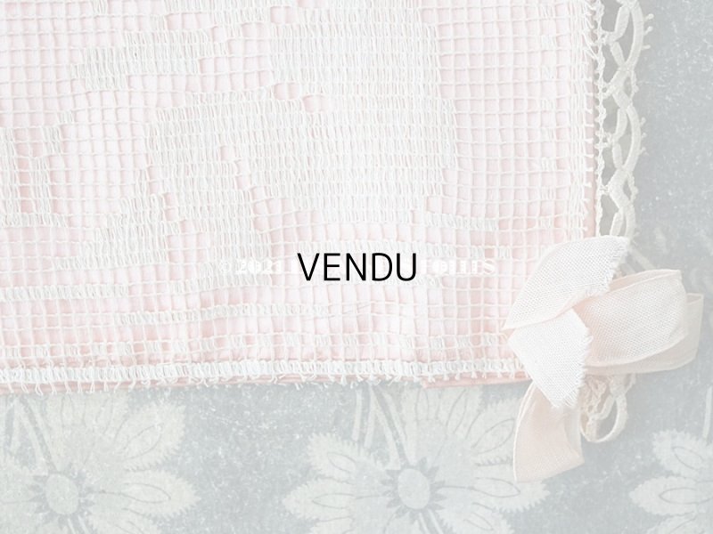 画像10: アンティーク 天使＆薔薇のハンキーケース 小さなポシェット ピンク フィレレース