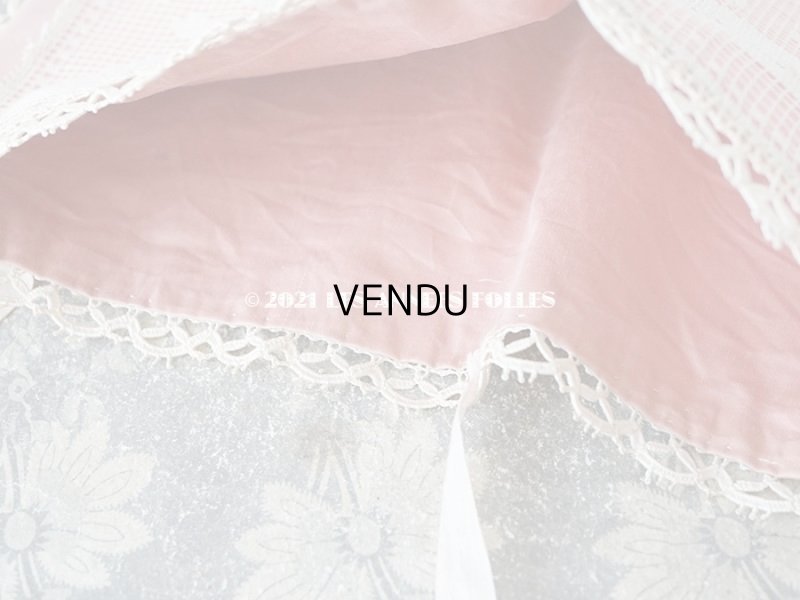 画像5: アンティーク 天使＆薔薇のハンキーケース 小さなポシェット ピンク フィレレース