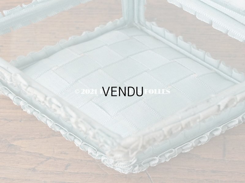 画像6: アンティーク リボンワークのジュエリーボックス スモーキーブルー ガラスケース