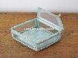 画像5: アンティーク リボンワークのジュエリーボックス スモーキーブルー ガラスケース