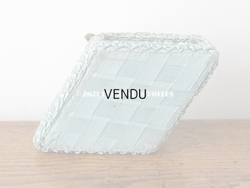 画像9: アンティーク リボンワークのジュエリーボックス スモーキーブルー ガラスケース