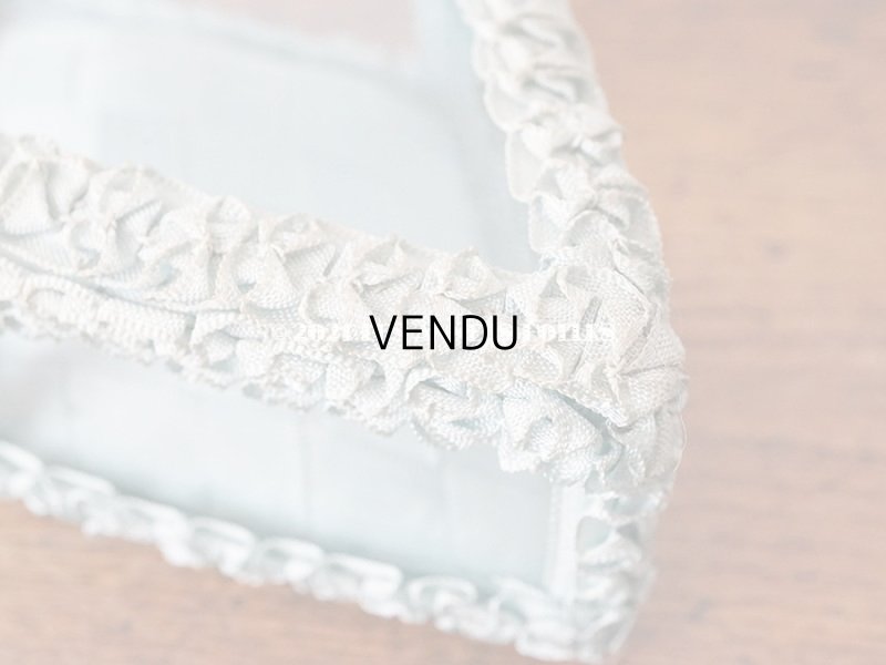 画像13: アンティーク リボンワークのジュエリーボックス スモーキーブルー ガラスケース