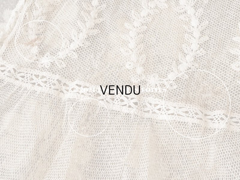 画像8: アンティーク カーテン (ペア) リボン柄 アイボリー＆キャメル色 85〜120cm幅×高さ275cmのカーテン2点