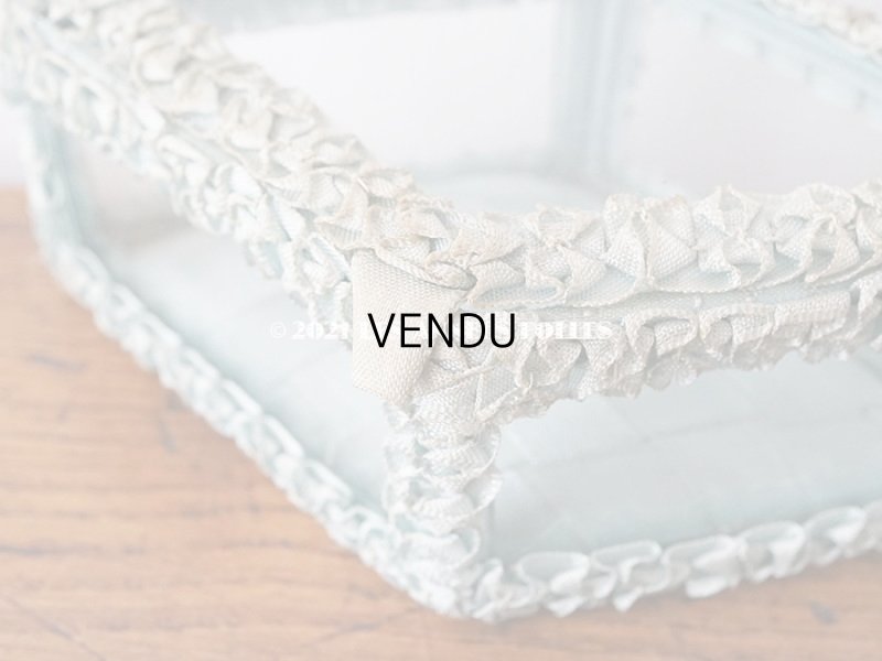 画像12: アンティーク リボンワークのジュエリーボックス スモーキーブルー ガラスケース